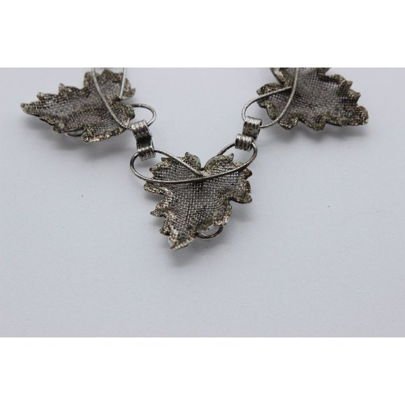 Vintage Bond Boyd sterling silver maple leaf filigree mesh‎ necklace set - Picture 5 of 16